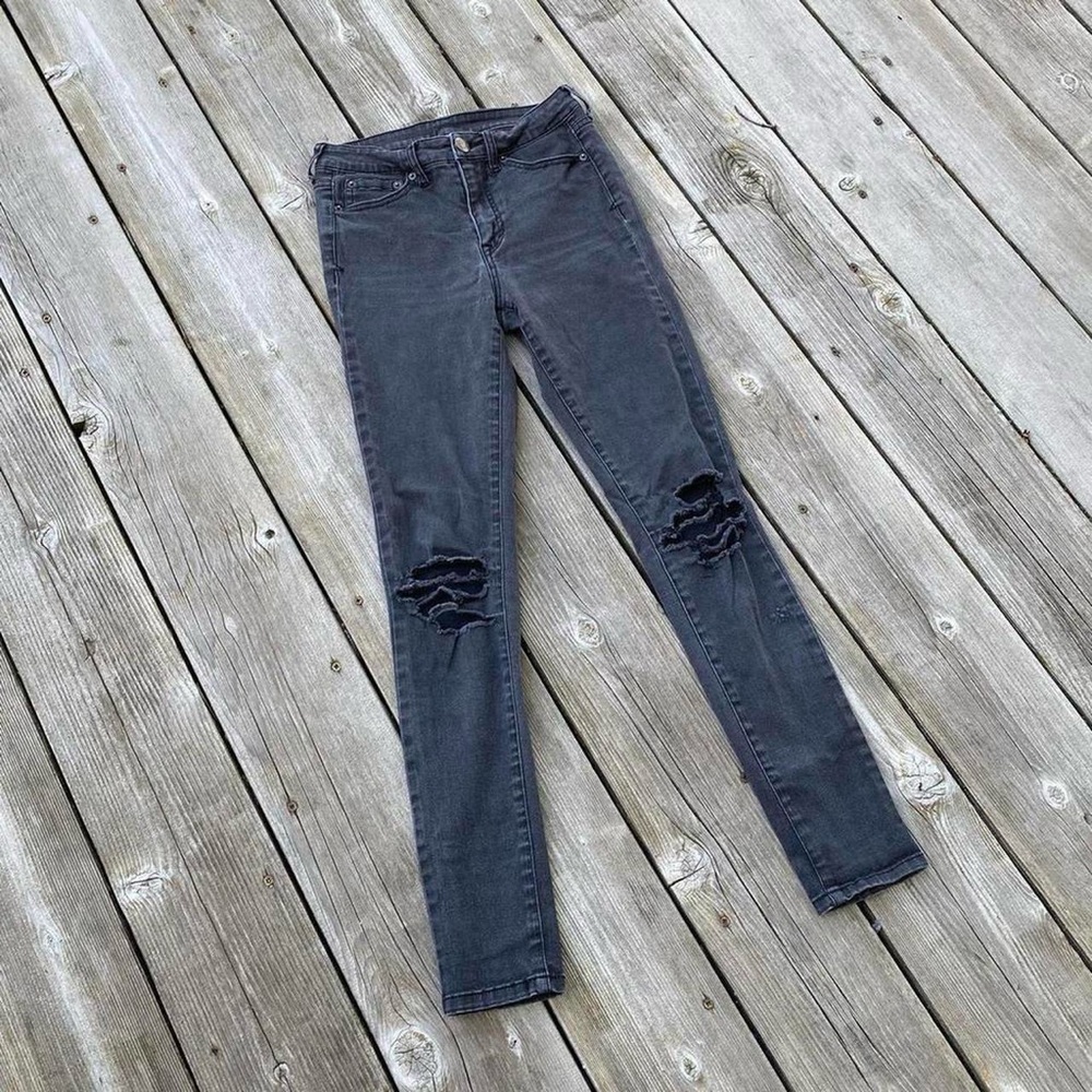 Tokyo Darling dark gray ripped skinny jeans